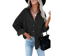 YMING Femmes Jacket Col Revers Blouson Décontracté Boutonné Cardigan De Mi Saison Noir L