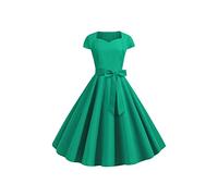 YMING Femmes Robes Sexy De Cocktail Audrey Hepburn Robes De Thé Rockabilly Robes Swing Longueur Genou Robe A Line Élégante Vert XL