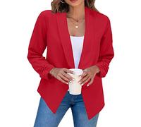 YMING Femmes sans Hanches Pure Color Light Suit Office Casual Jacket Pure Red XL