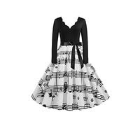 YMING Femmes Vintage Robe Swing Robe de Cocktail Floral Robe de fête élégante Note M