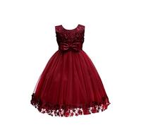 YMING Fille Robe de Dentelle 3D Fleurs Noeud d'été Cérémonie Robe Bouquetière 2-11 Ans
