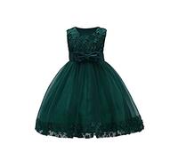 YMING Fille Robe de Dentelle 3D Fleurs Noeud d'été Cérémonie Robe Bouquetière 2-11 Ans