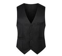 YMING Gilets De Costume Hommes Gilet Col En V Avec Poches Gilet Décontractée Formelle Affaires Avec Poches Noir S