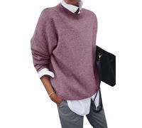 YMING Homme Léger Automne Faux Deux Pièces Tête Casual Doux Revers Pull À Manches Longues Fuchsia L