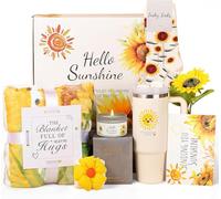 YMing Lot de 9 cadeaux de soleil pour femme avec couverture inspirante - Cadeau d'anniversaire - Pensez à vous - Cadeau de tournesol pour femme, petite amie, sœur, maman