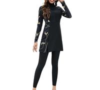 YMING Maillot de Bain Musulman Femme Burkini Maillot de Bain intégral Maillot de Bain Islamique Noir L