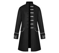 YMING Veste Jacquard Renaissance pour Homme Uniforme à Boutonnage Simple Manteau Veste Rétro Steampunk Queue De Pie Pur Noir L