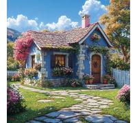 YMJD 11CT Point de Croix kit Debutant Broderie Imprimé Cross Stitch (Cabane 40X40cm)