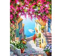 YMJD 11CT Point de Croix kit Debutant Broderie Imprimé Cross Stitch (Piccola Città 40×50cm)