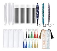 YMJD 52pcs Kit, 4 Moule de Signet en Silicone, 3 Moules de Stylo à Bille en Silicone Avec 25 Recharges et 20 Gland Colorésen pour Bricolage