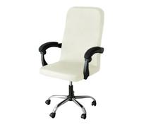 Ymnilian Housse Chaise Bureau, Housse Fauteuil Bureau M/L Sizes Office Stretch Spandex Chair Covers Anti-Dirty Computer Seat Cover Removable Slipcovers(White2,L)
