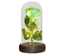 Ymnilian Rose Eternelle, Rose Eternelle sous Cloche Cadeaux for Elle Rose éternelle dans Un dôme de Verre, Fleur Artificielle légère for Toujours, Cadeaux fête des mères for Femmes(Green Flower)