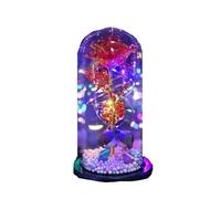 Ymnilian Rose Eternelle, Rose Eternelle sous Cloche Coffret Cadeau créatif for la Saint-Valentin, Rose Artificielle, Couvercle en Verre, de, dorée, Amour éternel(Red)