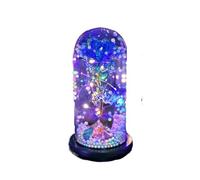 Ymnilian Rose Eternelle, Rose Eternelle sous Cloche Coffret Cadeau créatif for la Saint-Valentin, Rose Artificielle, Couvercle en Verre, de, dorée, Amour éternel(Blue)