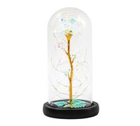 Ymnilian Rose Eternelle, Rose Eternelle sous Cloche Rose éternelle Artificielle en Verre, Fleur Feuille d'or, Cadeau de Saint-Valentin, lumières féeriques enchantées(White)
