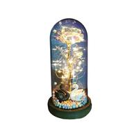 Ymnilian Rose Eternelle, Rose Eternelle sous Cloche Rose éternelle en Verre, Fleurs artificielles de noël, for décoration, Cadeaux Mariage for la Maison(011)