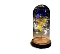 Ymnilian Rose Eternelle, Rose Eternelle sous Cloche Rose Magique éternelle en Feuille d'or 24 carats, dôme de Fleur, Guirlande Lumineuse féerique, Cadeau noël, Saint-Valentin, fête des mères(008)