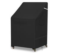YMPPMKN Housse de Protection pour Chaises Empilables Tissu Oxford 600D très Résistant avec Boucles,Imperméable,Résistant aux UV Housse Chaise de Jardin Exterieur (72 * 92 * 85/120cm,Schwarz)