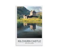 YMQWJYLW Kilchurn Castle Scotland Affiche de voyage vintage 60 x 90 cm Impression sur toile Décoration murale