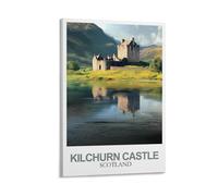YMQWJYLW Kilchurn Castle Scotland Poster de voyage vintage 30 x 45 cm Impression sur toile Décoration murale