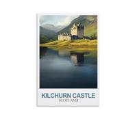 YMQWJYLW Kilchurn Castle Scotland Poster de voyage vintage 60 x 90 cm Impression sur toile Décoration murale