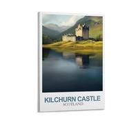 YMQWJYLW Kilchurn Castle Scotland Poster de voyage vintage 60 x 90 cm Impression sur toile Décoration murale