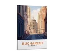 YMQWJYLW Poster de voyage vintage Bucarest Roumanie 30 x 45 cm Impression sur toile Décoration murale