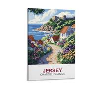 YMQWJYLW Poster de voyage vintage Îles Anglo-Normandes de Jersey 40 x 60 cm Impression sur toile Décoration murale