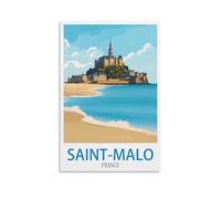 YMQWJYLW Poster de voyage vintage Saint Malo France 20 x 30 cm Impression sur toile Décoration murale