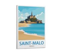 YMQWJYLW Poster de voyage vintage Saint Malo France 50 x 75 cm Impression sur toile Décoration murale