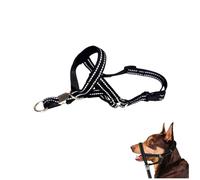 Ymswjgj Harnais de traction pour chien - Collier empêche le licol pour chien - Avec tissu rembourré - Halti pour grands chiens - Avec ceinture de sécurité - Harnais de tête pour chien