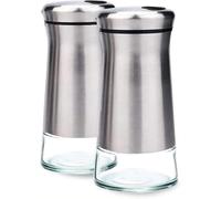 YMTECH Ensemble salière et poivrière - Lot de 2 distributeurs d'épices en verre en acier inoxydable avec couvercle réglable, transparent, antirouille, idéal pour la cuisine et la table à manger
