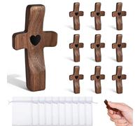 YMTWSRY Lot de 10 Croix en Bois Sculptées 5cm, Petit Crucifix de Poche pour Apaisement Croix à Main pour Prières Baptême Communion et Méditation