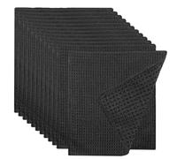 YMTWSRY Lot de 12 chiffons en microfibre, 20 x 20 cm, noir, lavables, chiffons gaufrés, en microfibre, absorbants, pour cuisine, fenêtre, verre, salle de bain