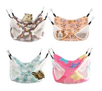 YMTWSRY Lot de 4 hamacs pour cochon d'Inde - Double couche - Lits suspendus pour petits animaux - Accessoires pour animaux de compagnie - Hamac chaud pour petits animaux - Furet - Échelle à sucre