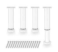 YMTWSRY Lot de 4 pieds de meubles blancs réglables en hauteur - 18 à 30 cm - En métal - Pour meubles, canapé, lit, table de chevet, armoire