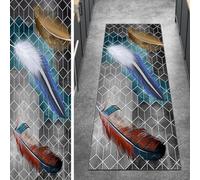 Ymural Federnmuster Tapis de couloir antidérapant lavable et antidérapant pour cuisine, chambre à coucher Gris 50 x 450 cm