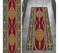 Ymural Tapis d'allée antidérapant vintage rouge, 110 x 330 cm, long, lavable, vendu au mètre, à poils courts en polyester, couloir, chambre à coucher, salon