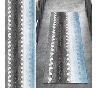 Ymural Tapis de couloir antidérapant géométrique lavable et antidérapant pour cuisine, chambre à coucher - Gris/bleu - 100 x 120 cm