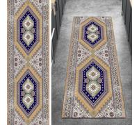 Ymural Tapis de couloir antidérapant, lavable, antidérapant et résistant aux taches, pour entrée, cuisine, salle de bain, bleu vintage, 70 x 90 cm