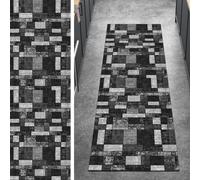 Ymural Tapis de couloir antidérapant lavable en patchwork gris foncé pour couloir, chambre à coucher, porte, escalier, personnalisable