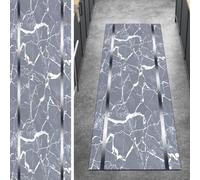 Ymural Tapis de couloir antidérapant - Motif abstrait - Gris - 60 x 250 cm - Lavable - À poils courts - En polyester - Pour couloir, chambre à coucher, couloir de maison