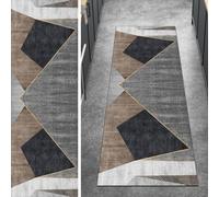 Ymural Tapis de couloir antidérapant pour couloir, gris, marron, 110 x 400 cm, lavable, antidérapant, long tapis de couloir pour cuisine, chambre à coucher