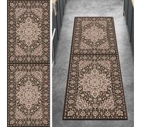 Ymural Tapis de couloir antidérapant vintage marron 120 x 450 cm lavable et antidérapant pour cuisine, chambre à coucher