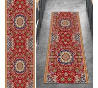 Ymural Tapis de couloir, antidérapant, vintage, rouge, 120 x 500 cm, lavable, antidérapant, long et étroit pour escalier, cuisine, chambre à coucher