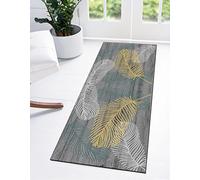 Ymural Tapis de Couloir Cuisine Lavable Long 70x120CM Gris Motif Plume Moderne antiderapant Tapis Tapis de Salon Passage Chambre Entrée Devant Evier, Personnalisable