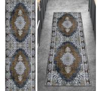 Ymural Tapis de couloir gris antidérapant vintage lavable