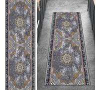 Ymural Tapis de couloir lavable et antidérapant Gris foncé