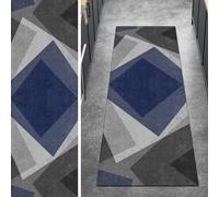 Ymural Tapis de couloir patchwork pour couloir, gris, bleu, antidérapant, 50 x 600 cm, lavable, antidérapant, pour cuisine, chambre à coucher