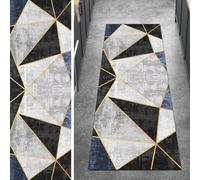 Ymural Tapis de couloir pour couloir, motif géométrique, gris, noir, antidérapant, lavable, antidérapant, pour cuisine, chambre à coucher, 40 x 240 cm